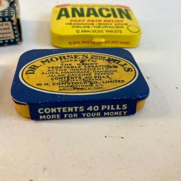 Lot 4 Vintage Medicine Tins Dr. Morse's Indian Root Pills Feen-a-mint Laxative - Picture 7 of 9